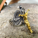 Angel Saves Jesus Sterling Silver Ring01 | Gthic.com