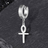 Ankh Stainless Steel Cross Earring | Gthic.com