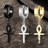 Ankh Stainless Steel Cross Earring | Gthic.com