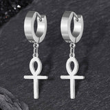 Ankh Stainless Steel Cross Earring | Gthic.com
