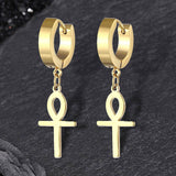 Ankh Stainless Steel Cross Earring | Gthic.com
