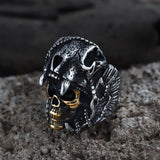 Aztec Jaguar Warrior Skull Ring | Gthic.com