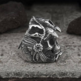 Aztec Jaguar Warrior Skull Ring | Gthic.com