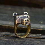 Black Bear Brass Sterling Silver Animal Ring | Gthic.com