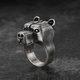 Black Bear Brass Sterling Silver Animal Ring | Gthic.com