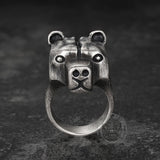 Black Bear Brass Sterling Silver Animal Ring | Gthic.com