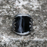 Black Epoxy Embossed Stainless Steel Ring | Gthic.com