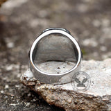 Bague Tête de Mort en Acier Inoxydable avec Gemme Carrée Noire