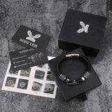 Budded Cross Stainless Steel Braided Leather Bracelet