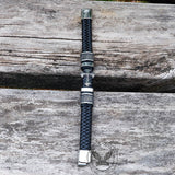 Budded Cross Stainless Steel Braided Leather Bracelet
