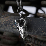 Bull Head Skull Stainless Steel Turquoise Pendant | Gthic.com