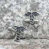 Caduceus Brass Bullet Back Cufflinks 01 | Gthic.com