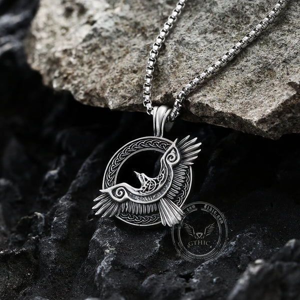 Celtic Knot Raven Stainless Steel Viking Necklace02 | Gthic.com