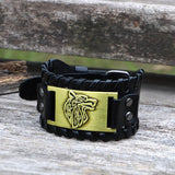 Celtic Wolf Leather Alloy Viking Bracelet | Gthic.com