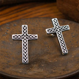Chain Pattern Cross Stainless Steel Stud Earring | Gthic.com