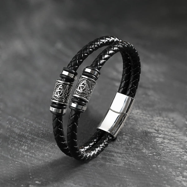 Classic Braided Stainless Steel Leather Bracelet03 | Gthic.com