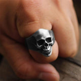 Classic Locomotive Stainless Steel Skull Ring 02 | Gthic.com