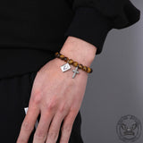 Cross Religious Agate Stone Bead Bracelet