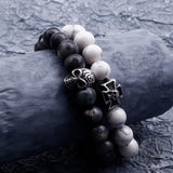 Kreuz-Totenkopf-Türkis-Edelstahlarmband