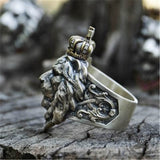 Crown Lion King Sterling Silver Ring