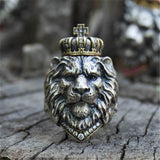 Crown Lion King Sterling Silver Ring | Gthic.com