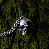 Damaged Half Face Sterling Silver Brass Skull Pendant | Gthic.com