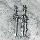 Demon Skull Sterling Silver Sword Weapon Pendant | Gthic.com
