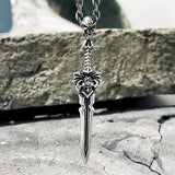 Demon Skull Sterling Silver Sword Weapon Pendant | Gthic.com