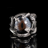Devil's Eye Sterling Silver Snake Ring | Gthic.com