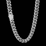 Diamond Cuban Link Stainless Steel Choker Chain01 silver| Gthic.com