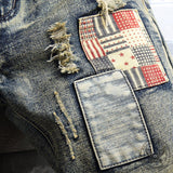 Distressed Denim Cotton Punk Shorts | Gthic.com