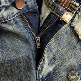 Distressed Denim Cotton Punk Shorts | Gthic.com