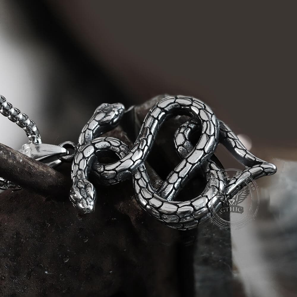 Double-Snake Winding Stainless Steel Pendant | Gthic.com