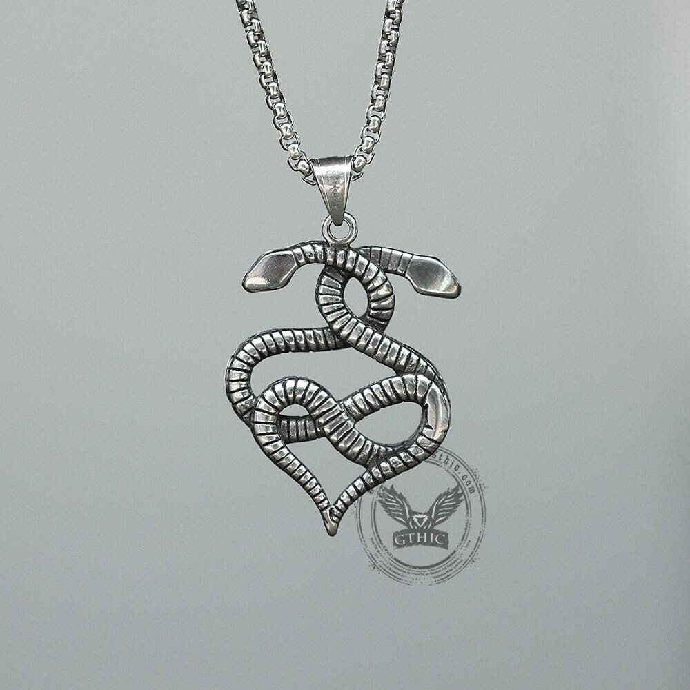 Double-Snake Winding Stainless Steel Pendant