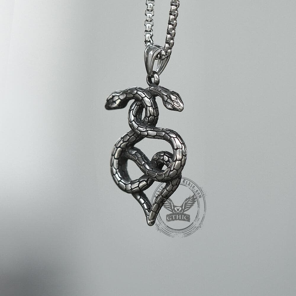 Double-Snake Winding Stainless Steel Pendant