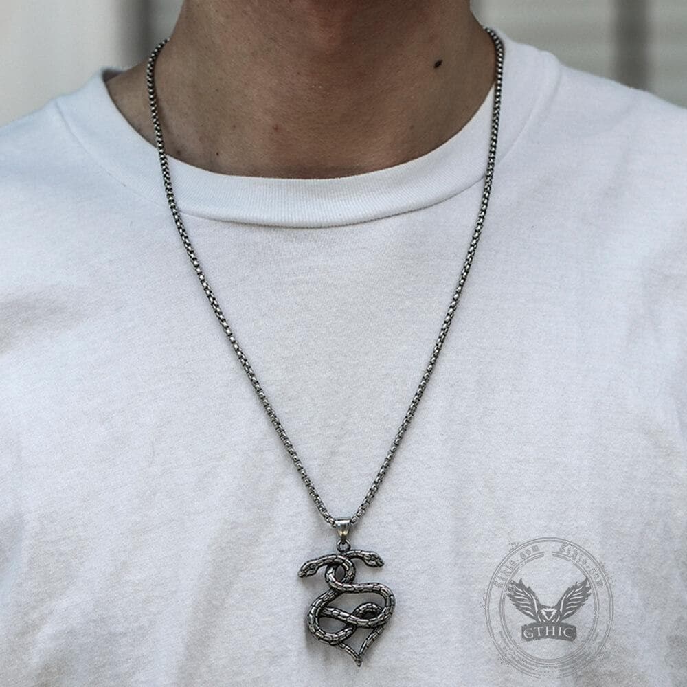Double-Snake Winding Stainless Steel Pendant | Gthic.com