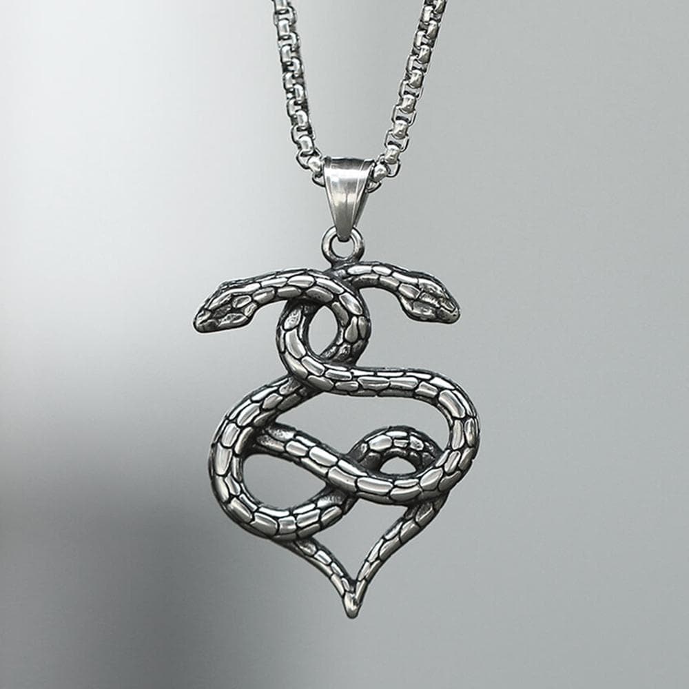 Double-Snake Winding Stainless Steel Pendant | Gthic.com