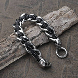 Double Head Skull Buckle Stainless Steel Braided Bracelet 04 | Gthic.com