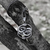 Double Ouroboros Snake Stainless Steel Animal Pendant