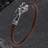 Dragon Clasp Stainless Steel Leather Bracelet | Gthic.com
