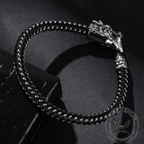 Dragon Clasp Stainless Steel Leather Bracelet
