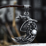 Sleeping Dragon Moon Stainless Steel Pendant | Gthic.com