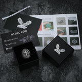 Dragon Scale Pattern Stainless Steel Cross Ring