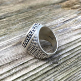 Dragon Scale Pattern Sterling Silver Cross Ring
