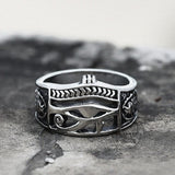 Egyptian Eye of Horus Ankh Stainless Steel Egypt Ring | Gthic.com