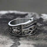 Egyptian Eye of Horus Ankh Stainless Steel Egypt Ring | Gthic.com