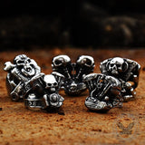 Engine Wrench Stainless Steel Skull Ring