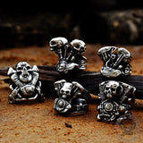 Engine Wrench Stainless Steel Skull Ring | Gthic.com