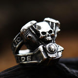 Engine Wrench Stainless Steel Skull Ring | Gthic.com