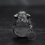 Fenrir Wolf Head Sterling Silver Ring